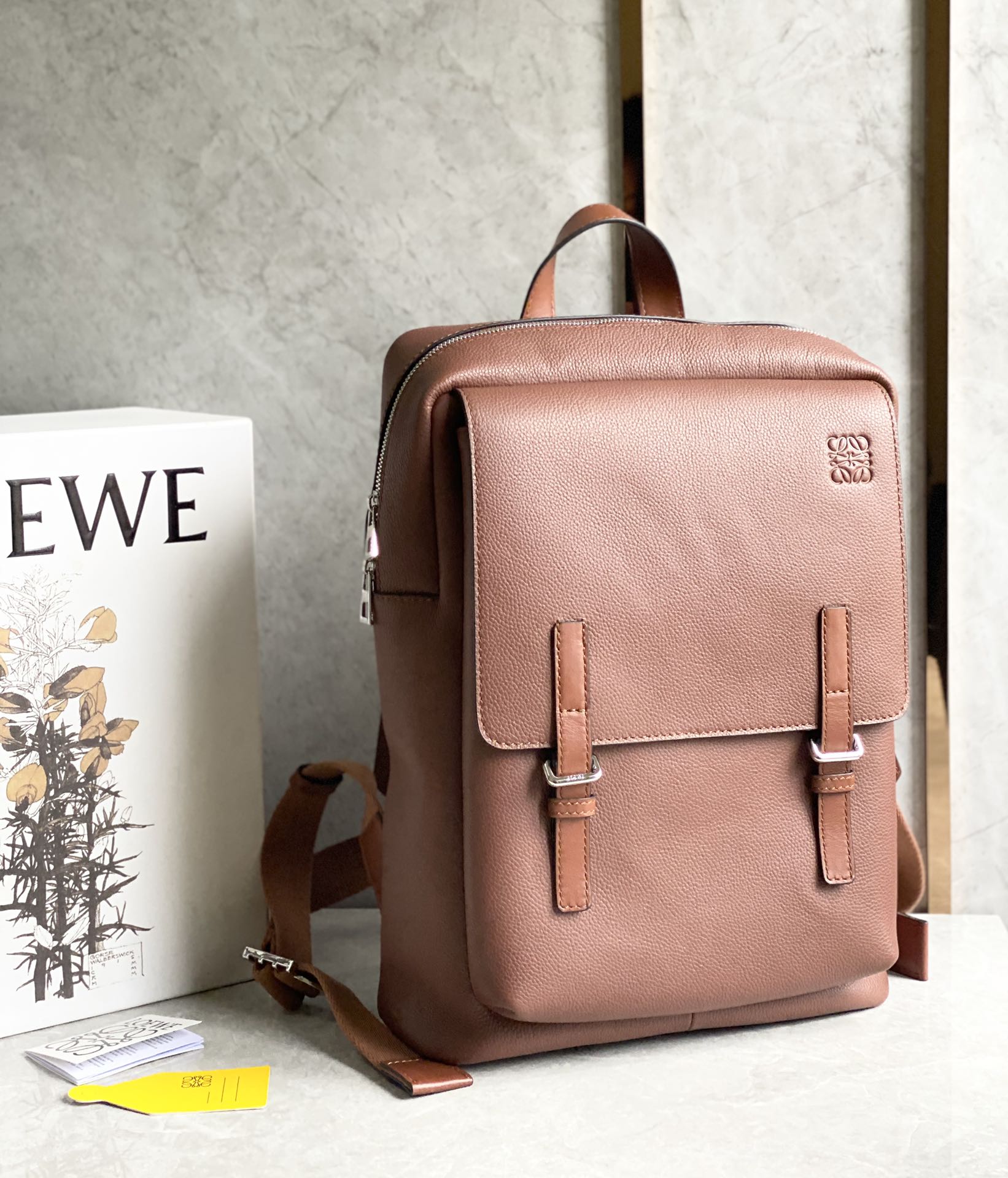 Loewe Military Backpack in Soft Grained Calfskin Sand Pink